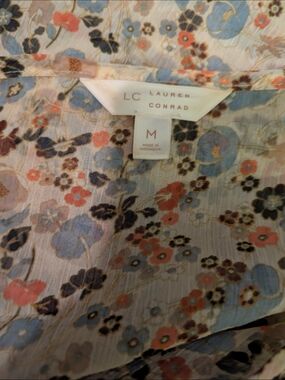 LC Lauren Conrad Floral Blouse in Blue, Coral, Brown
